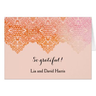Damask Border Wedding Thank You Card Note Card