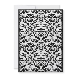Damask Border with Double Frame (Black & White) invitation