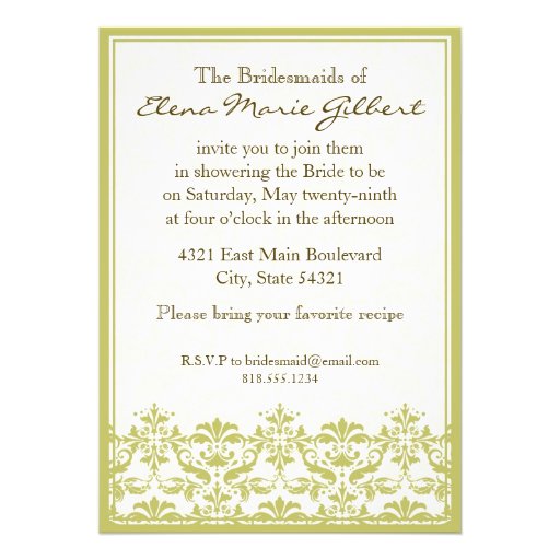 Damask Border with Double Frame (Yellow) Invitations