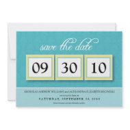 Damask Box Trio 5x7 Save the Date (aqua blue) invitation
