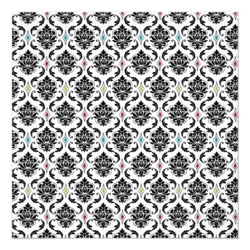 Damask Bridal Shower Invitation Black & Turquoise