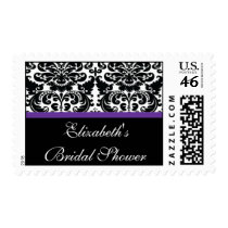 Damask Bridal Shower Postage Stamp Eggplant