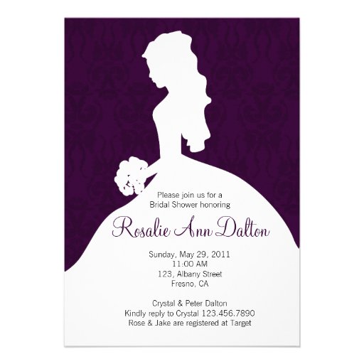 Damask Bride - Bridal Shower Invitaion (Plum) Personalized Invitations