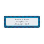 Damask Bright Aqua & Navy Return Address Custom Return Address Label