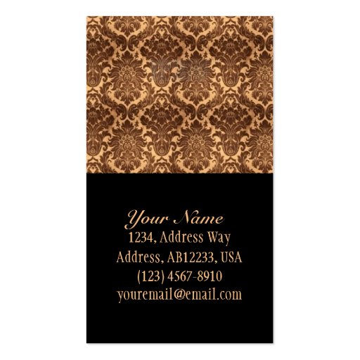 Damask-brown & beige business card templates (front side)