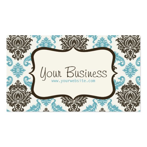 damask Business Card (blue/brown) (front side)