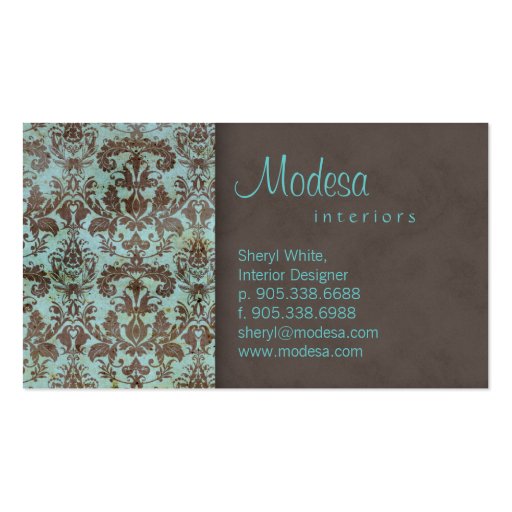 Damask Business Card Interior Design 2 (back side)