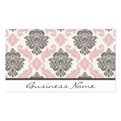 damask Business Card (pink/brown) (front side)