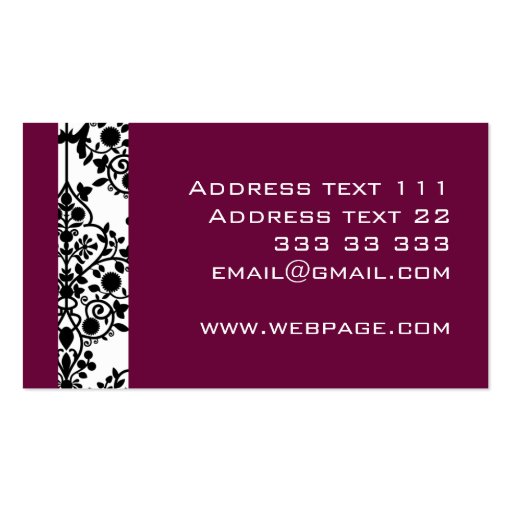 Damask business or profile Card Business Card Templates (back side)