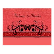 Damask Butterfly Save the Date Invitation postcards