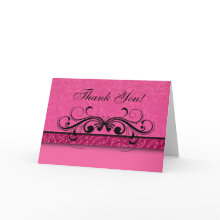 Damask Butterfly Thank You Card card