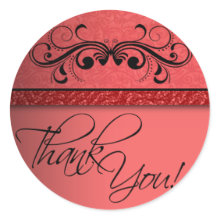 Damask Butterfly Thank You Sticker sticker