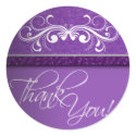 Damask Butterfly Thank You Sticker