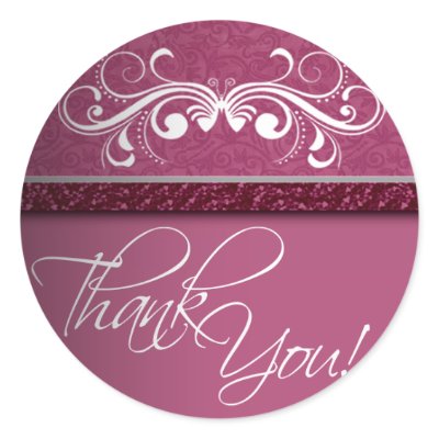 Damask Butterfly Thank You Sticker by PartyInvitations