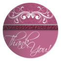 Damask Butterfly Thank You Sticker