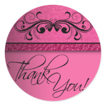 Damask Butterfly Thank You Sticker sticker