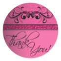 Damask Butterfly Thank You Sticker