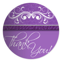 Damask Butterfly Thank You Sticker stickers