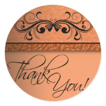 Damask Butterfly Thank You Sticker stickers