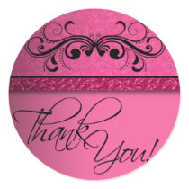 Damask Butterfly Thank You Sticker stickers
