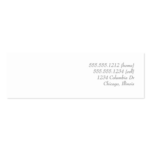 damask calling card {skinny} business card (back side)