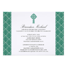 Damask Celtic Cross First Communion Invites