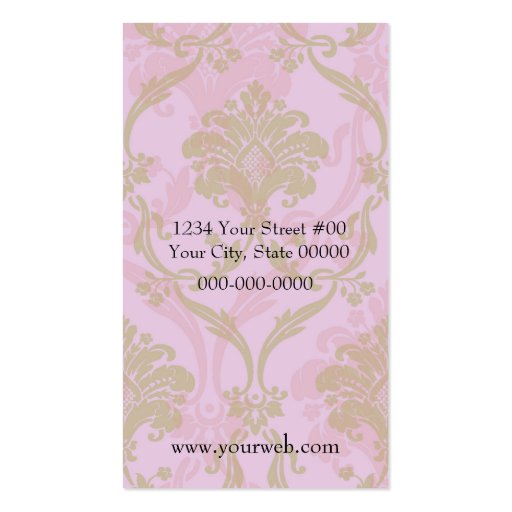 Damask Chandelier 2 Business Card (Pink Green) (back side)