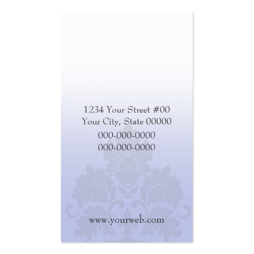 Damask Chandelier Business Card (Blue) (back side)