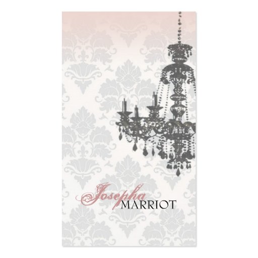 Damask Chandelier Business Card (Peach) (front side)