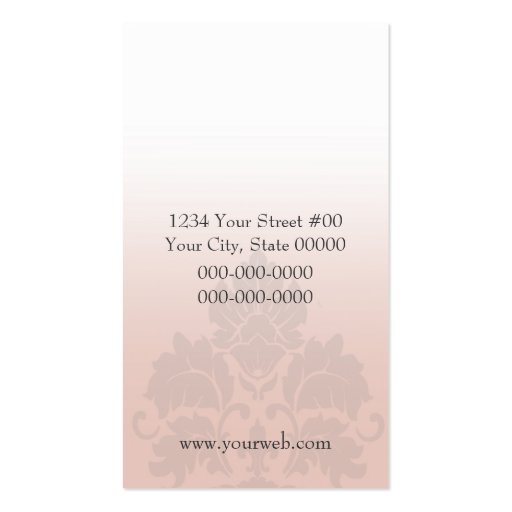 Damask Chandelier Business Card (Peach) (back side)