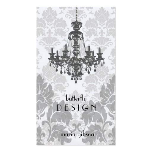 Damask Chandelier-gray Business Card (Top10)