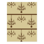 Damask chandelier tan wallpaper print post cards