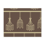 Damask chandelier tan wallpaper print postcard