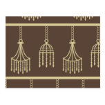 Damask chandelier tan wallpaper print postcard