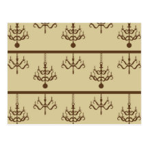 Damask chandelier tan wallpaper print postcards