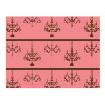 Damask chandelier wallpaper print pattern post card