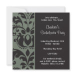 damask charcoal; bachelorette invitation