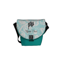 Damask Checkered Flag. Courier Bag