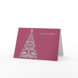 Damask Christmas Tree Holiday Greeting Cards