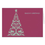 Damask Christmas Tree Holiday Greeting Cards