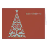 Damask Christmas Tree Holiday Greeting Cards