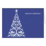 Damask Christmas Tree Holiday Greeting Cards