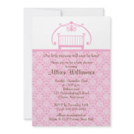 Damask Crib Girl Baby Shower Invitation invitation