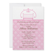 Damask Crib Girl Baby Shower Invitation