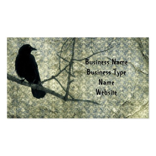Damask Crow Business Card Template (front side)