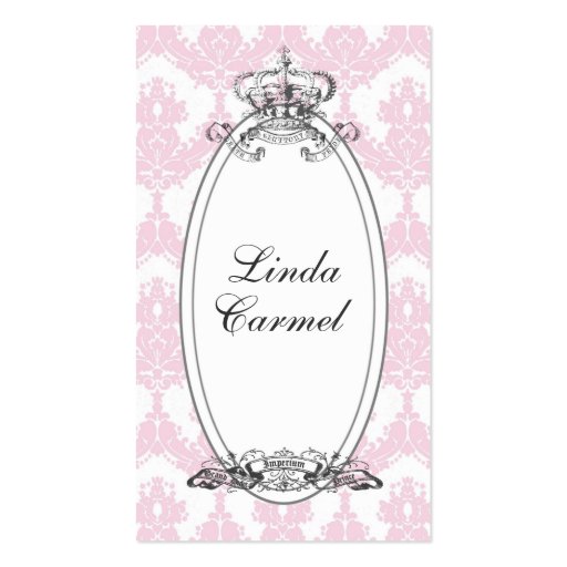 Damask Crown Business Card (Peach) (front side)