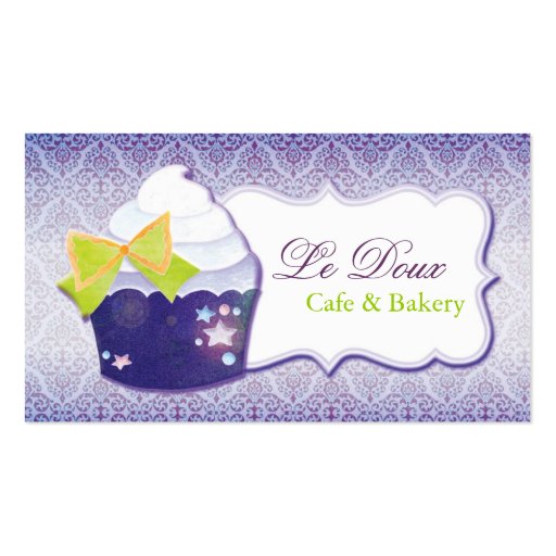 Damask Cupcake Bakery Business Cards (front side)