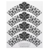 Damask Cupcake Wrapper Black on White Letterhead Design