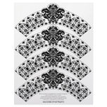 Damask Cupcake Wrapper Black on White Letterhead Design