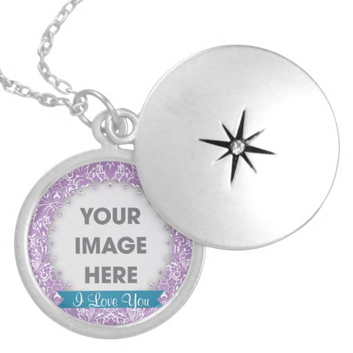 Damask Custom Image and Text Necklace